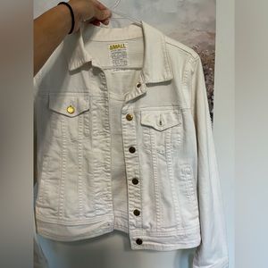 Woman’s white jean jacket